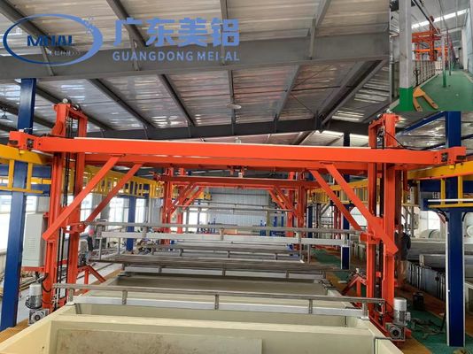 Παραγωγή 300 τόνων/μήνα Προσαρμογή γραμμής παραγωγής ανωτισμού Αυτοματοποιημένη κάθετη επεξεργασία επιφάνειας αλουμινίου